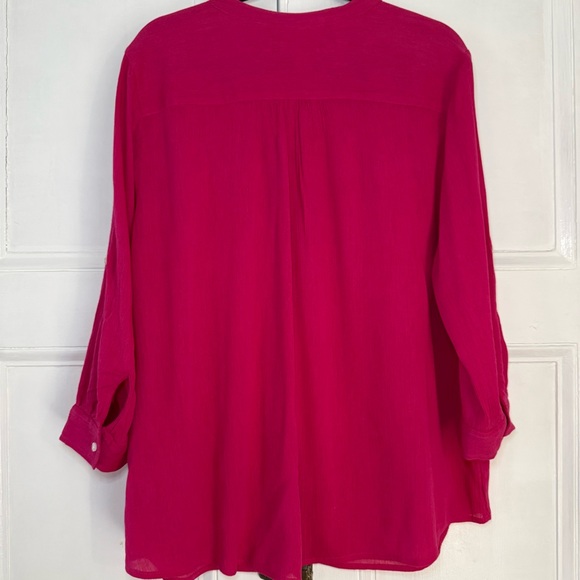 Charter Club Fuchsia Pink Roll-Tab Button Down Blouse - XL - Picture 3 of 10